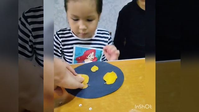 Күзгі жапырақтардан аппликация жасау #аппликация #осеньаппликация#дети смотреть онлайн