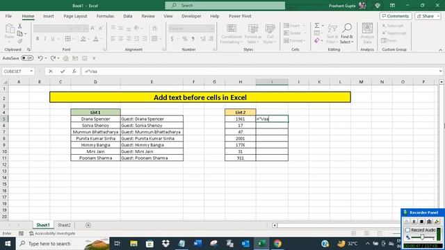 Add text before cells in Excel смотреть онлайн