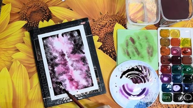 "Как нарисовать КОСМОС акварелью". Урок 3 . Самый легкий способ нарисовать космос. смотреть онлайн