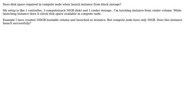 Does disk space required in compute node when launch instance from block storage? смотреть онлайн