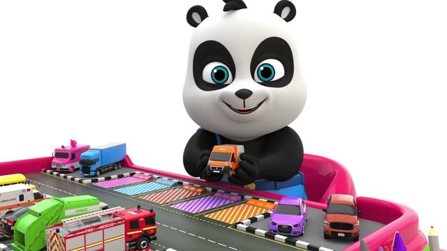 Learn Colors with Toy Street Vehicles Parking - Pinky and Panda TV смотреть онлайн