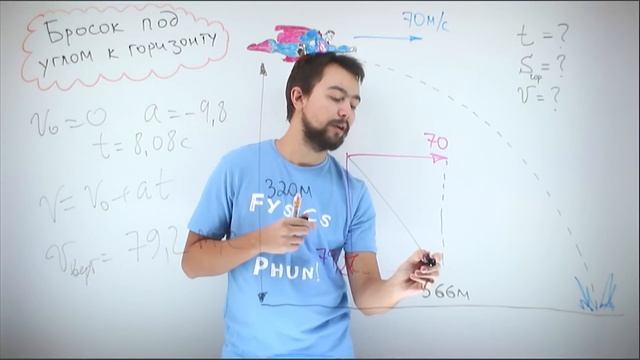 Физика - движение тела, брошенного под углом к горизонту смотреть онлайн
