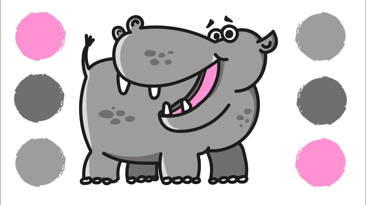 Как нарисовать БЕГЕМОТА / Раскраска БЕГЕМОТ / How To Draw A HIPPO / HIPPO Coloring / Детский рисунок