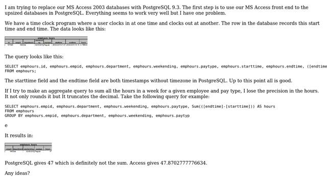 PostgreSQL ODBC and Microsoft Access date/time in aggregate functions смотреть онлайн