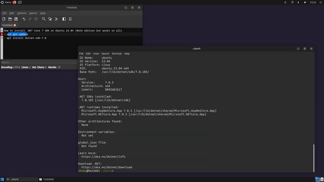 Linux Ubuntu install .NET 7 смотреть онлайн