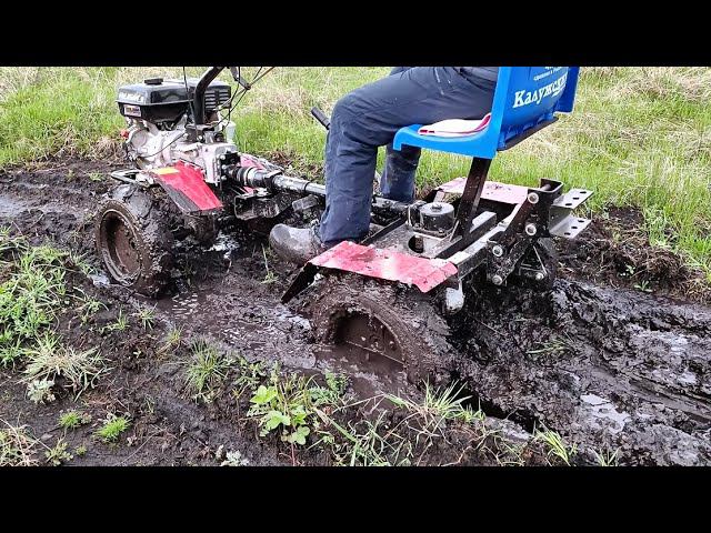 Мотоблок УГРА 9лс. с адаптером 4х4 по жуткой грязи. ТЕСТ мотоблока УГРА на даче. Мотоблок Угра Лифан смотреть онлайн