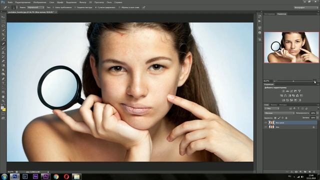 Как убрать прыщи и дефекты кожи в фотошоп l Пластика в Photoshop смотреть онлайн