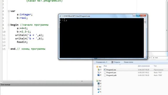 Pascal.  Объявление переменных.  Оператор присваивания. PascalABC NET.