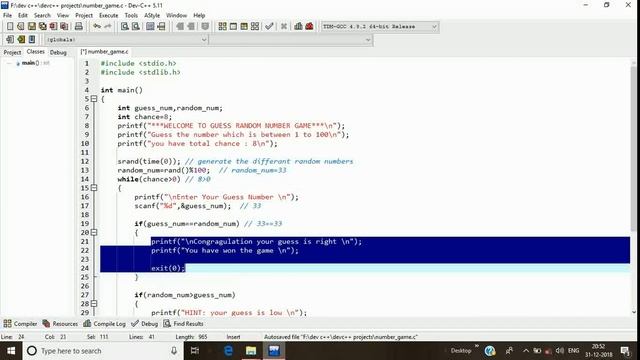 guess random number game in c program смотреть онлайн