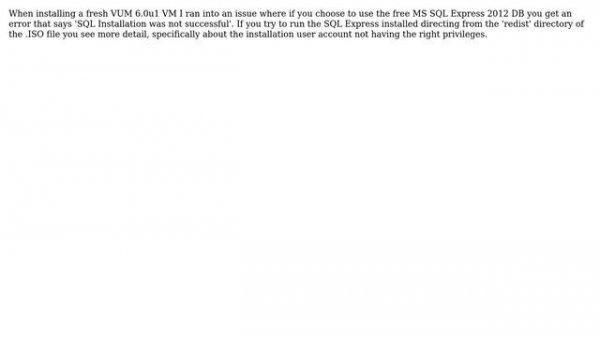 DevOps & SysAdmins: SQL Express 2012 error when installing vCenter Update Manager 6.x