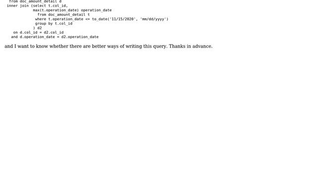 PL-SQL query to find the most recent record the "Operation_date" of which is lower than a... смотреть онлайн