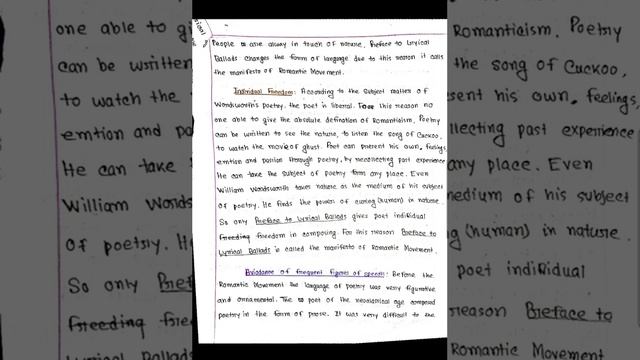 Discuss Wordsworth's Preface to Lyrical Ballads as a manifesto of Romantic Movement | Hand note смотреть онлайн