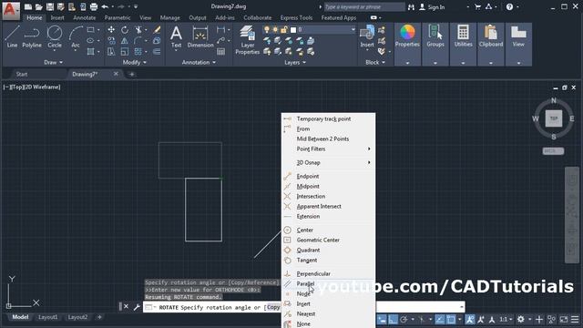 AutoCAD Rotate Parallel to Line смотреть онлайн