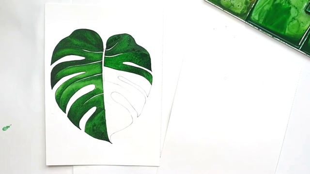 龟背竹水彩画示范 | Watercolor monstera painting Time Lapse смотреть онлайн