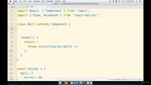 React Native: Advanced Concepts : Moving a Ball смотреть онлайн