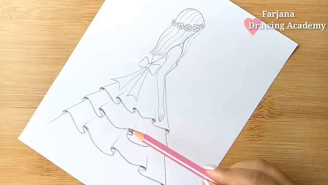 Easy back side Drawing of a girl || How to draw a girl with beautiful dress || Pencil Sketch смотреть онлайн