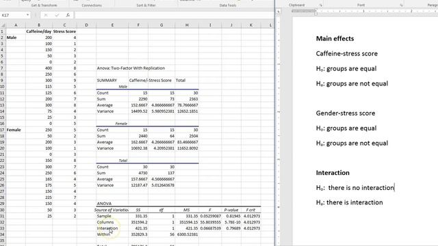 Two way ANOVA example in Microsoft Excel смотреть онлайн