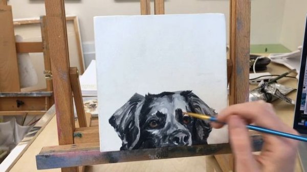 Paint a Black Dog - 3 minute Speed Painting