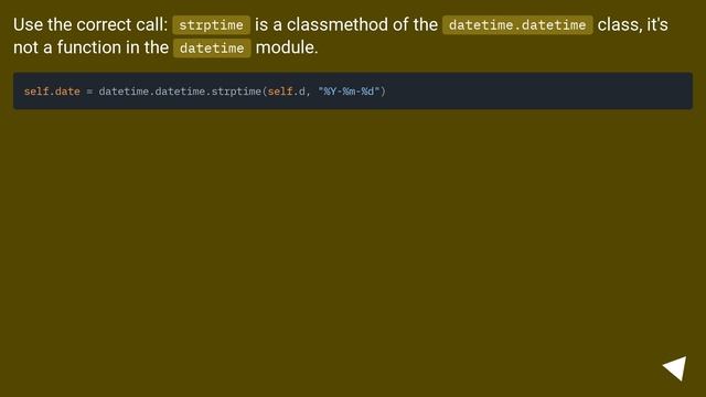 AttributeError: 'datetime' module has no attribute 'strptime' смотреть онлайн