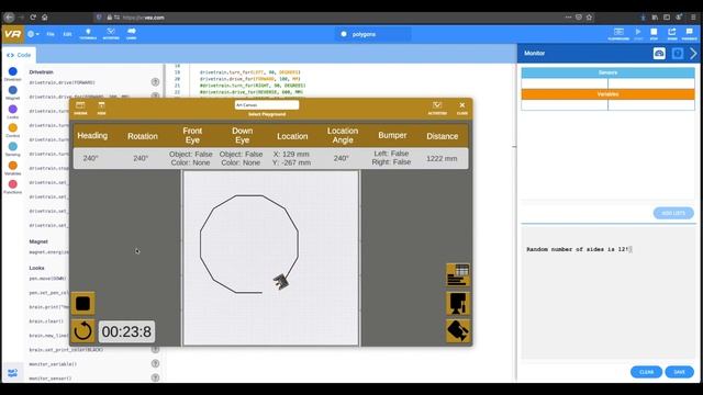 Draw a Polygon (Python VEXCode VR) смотреть онлайн