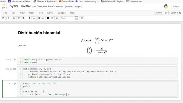 Generar la Distribución Binomial en Python con Jupyter y matplotlib смотреть онлайн