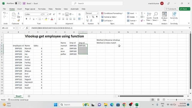 Reverse Vlookup, Index Match, offset match || Vlookup Right to Left смотреть онлайн
