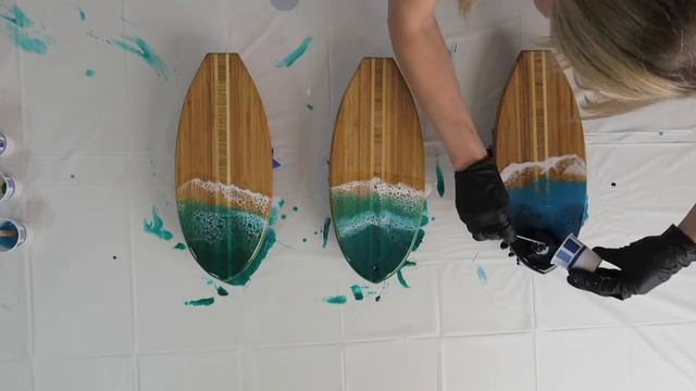 TUTORIAL // DIY Epoxy Resin Ocean Waves surfboard / cheese plate смотреть онлайн