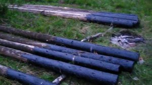 Обработка деревянных столбов //поездка на участок // переезд в деревню