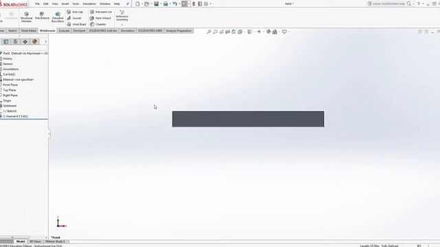 Creating a simple channel shape in Solidworks using the Weldments tab смотреть онлайн