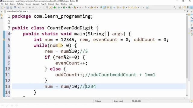 Java Program to Count no of EVEN or ODD digit in a Number смотреть онлайн