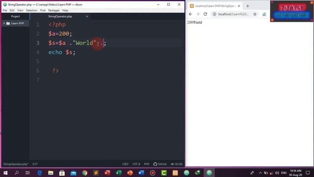 How to Learn about PHP String Operator Part-18 by Zain Ul Abideen IIT Chakswari Mirpur AK смотреть онлайн