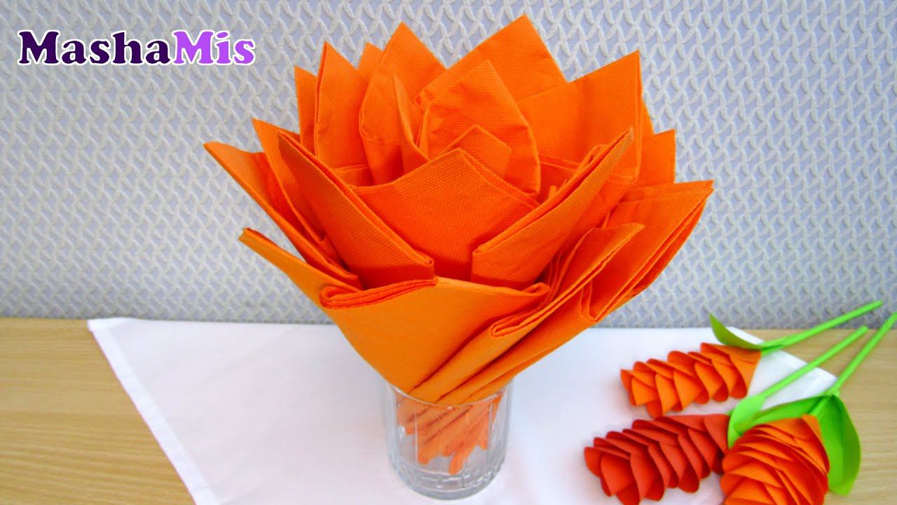Как красиво сложить салфетки в стакан/цветок/ Сервировка стола смотреть онлайн