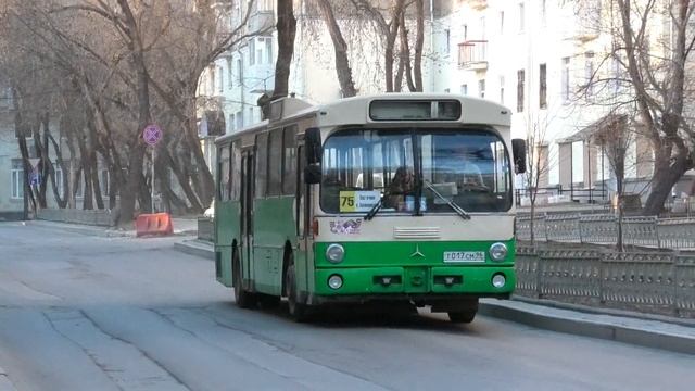 Автобус Mercedes-Benz O305 № Т 017 СМ 96 маршрут №75 на улице Генеральская смотреть онлайн