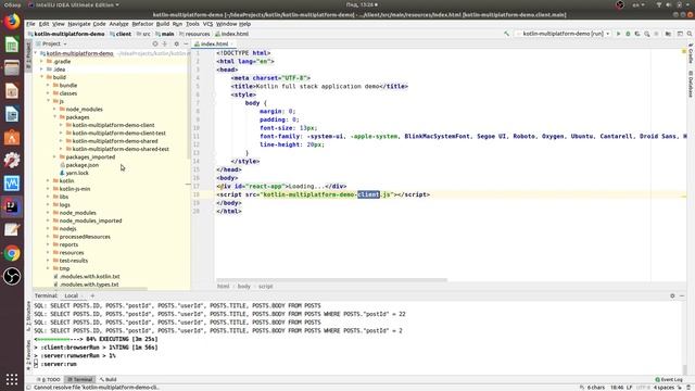 Kotlin Multiplatform: JVM, React, Anko, common. Шаг 14 (Change JsTest and Modularization) Part 2 смотреть онлайн