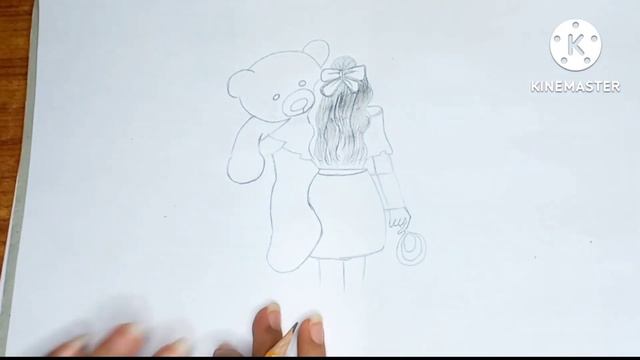 How to draw a girl with Teddy bear - SKETCH TUTORIAL - step by step drawing ✨️ смотреть онлайн