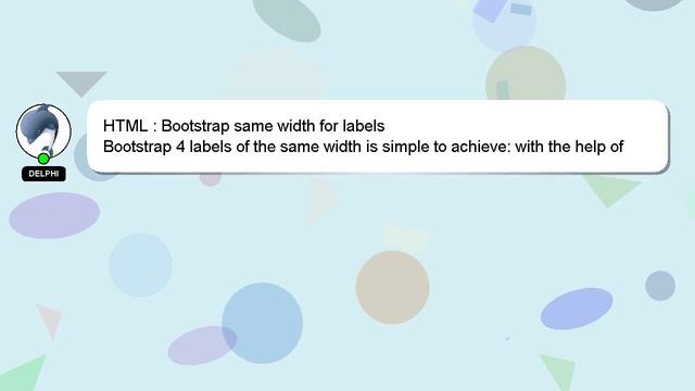 HTML : Bootstrap same width for labels смотреть онлайн