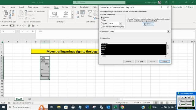 Move trailing minus sign to the beginning in Excel смотреть онлайн