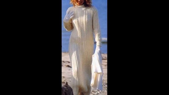 Модели вязания.Длинное вязаное платье. смотреть онлайн