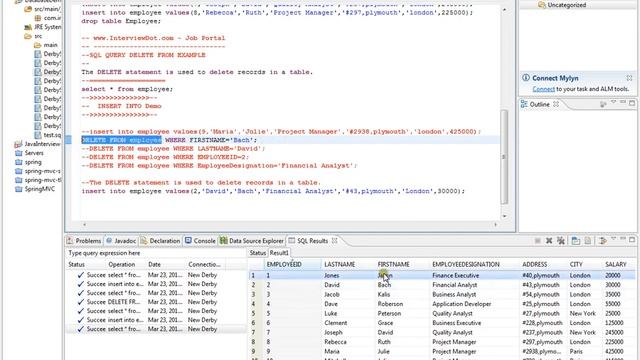 SQL QUERY TO DELETE ROW FROM TABLE смотреть онлайн