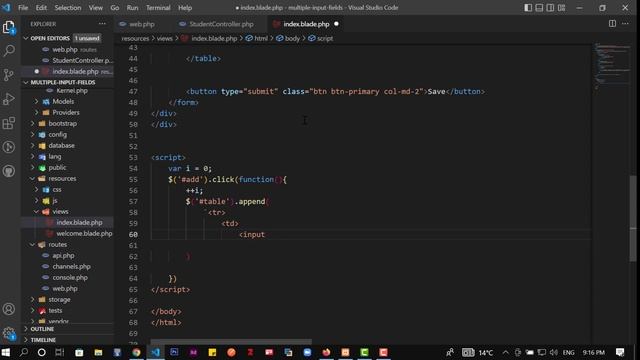 Add Or Remove Multiple Input Fields In Laravel смотреть онлайн