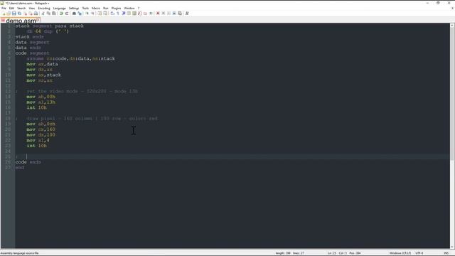 [MASM] 8086 Assembly Tips | Draw Pixel | Mode 13h смотреть онлайн