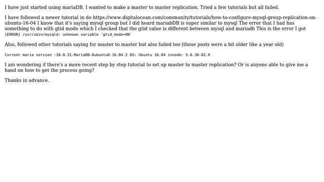 mariaDB master to master replication смотреть онлайн