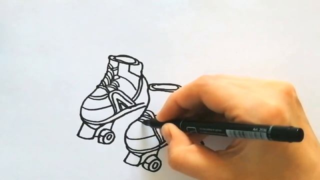 Как нарисовать РОЛИКОВЫЕ КОНЬКИ / Рисунок раскраска ролики / How to draw ROLLER SKATES смотреть онлайн