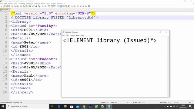XML Tutorial Part-2 || XML session 2 || Creating a XML document using DTD Schema смотреть онлайн