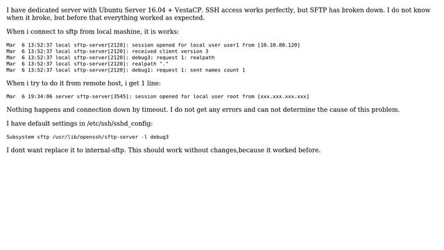 Why SFTP does not works (SSH works)? смотреть онлайн
