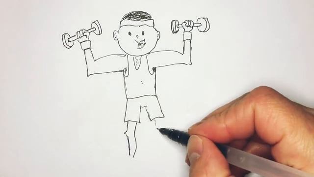 Как нарисовать человека с гантелями - How to draw a man with dumbbells смотреть онлайн
