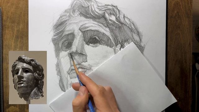 Masterful Pencil Art: Drawing a Bronze Portrait Mask of Alexander the Great смотреть онлайн