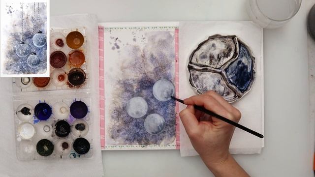 30 days of winter - watercolor winter decoration painting tutorial for beginners смотреть онлайн