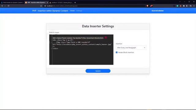 Block Inserter for Dynamic Content in PHP Source Code DEMO смотреть онлайн