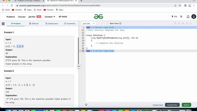 Maximum Triplet product | GFG POTD | 10th Mar 2023 | Java Soln | Sorting Arrays | Problem Of the Da смотреть онлайн